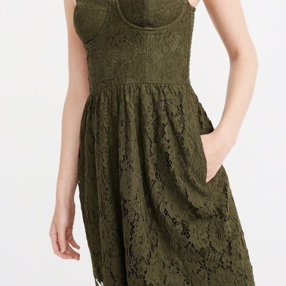 NWT Abercrombie Green Lace Corset Dress XL - Picture 3 of 4